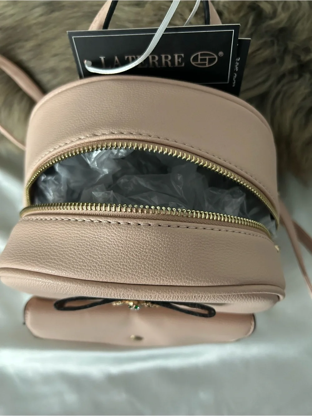 Mini Backpack with Bee Accent - Blush